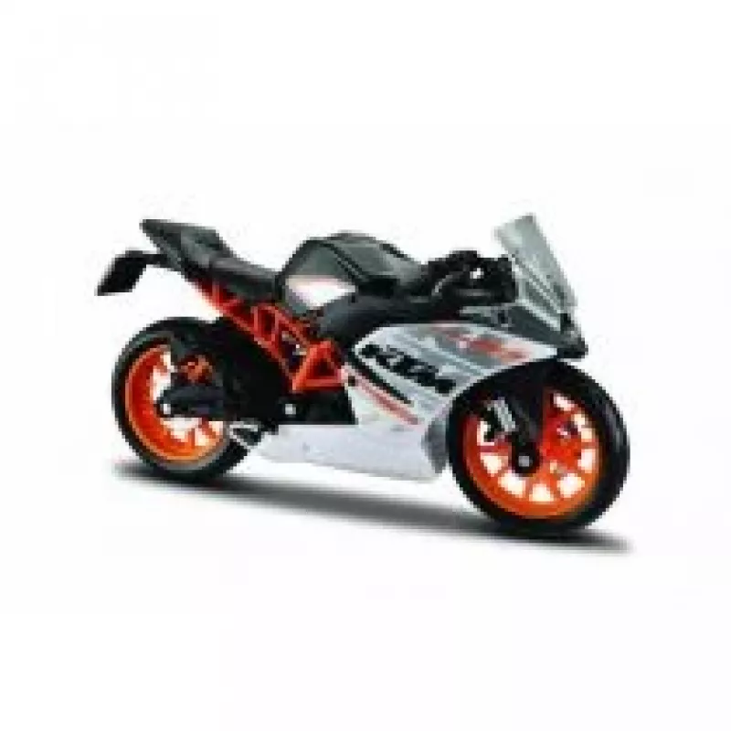 Modelo de mota em ferro fundido KTM RC390 escala 1:18 com base de exposição