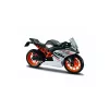 Modelo de mota em ferro fundido KTM RC390 escala 1:18 com base de exposição