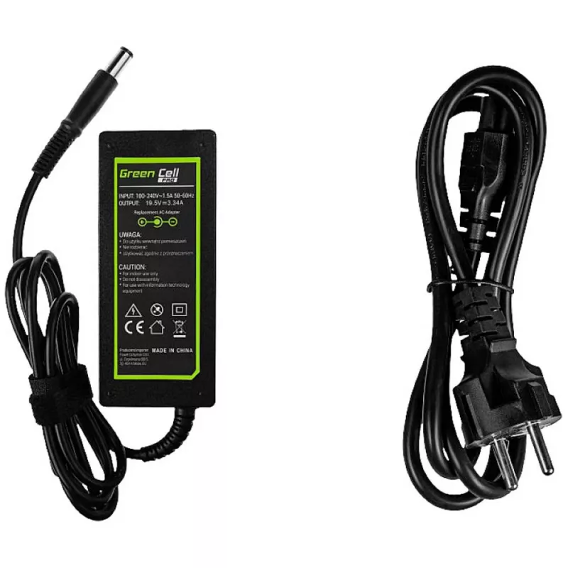 Fonte de alimentação/adaptador AC Green Cell AD07AP para Dell 19,5V 3,34A 65W / 7,4mm-5,0mm