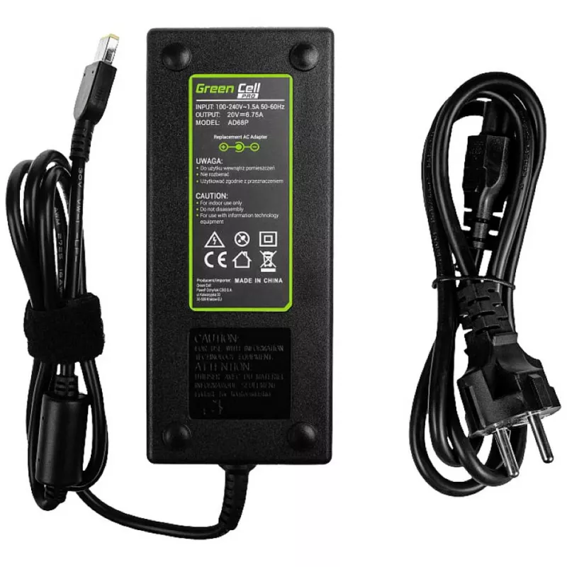 Fonte de alimentação Green Cell AD68P 135 W AC/DC 20 V 6,75 A para interiores preto
