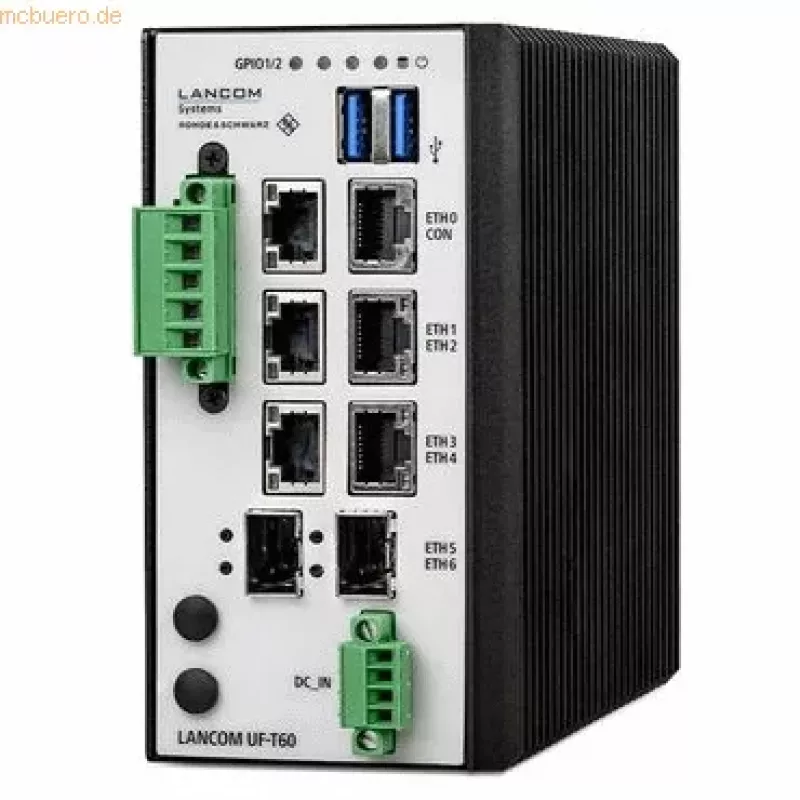 Firewall unificada LANCOM R&S UF-T60 - firewall - 7 portas - GigE - alimentação DC