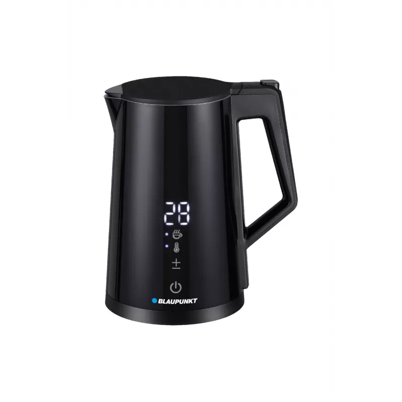 Chaleira elétrica BLAUPUNKT EKD601, 1,7 L, 2200 W, regulável 40–100 °C, preta, aço inoxidável