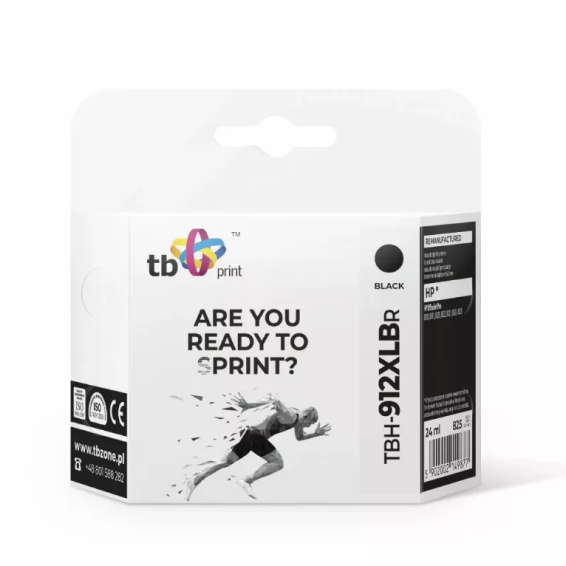Cartucho de tinta TB compatível com HP OfficeJet Pro 8025 912XL, BK recondicionado