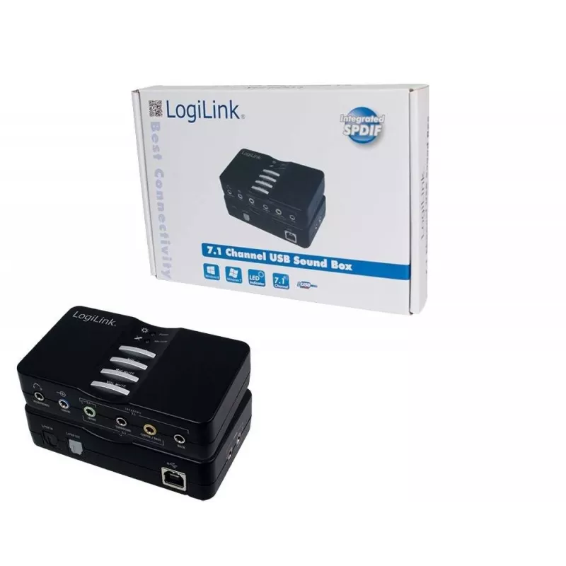 Placa de som USB LogiLink Sound Box Dolby 7.1 8 canais 7.1 canais