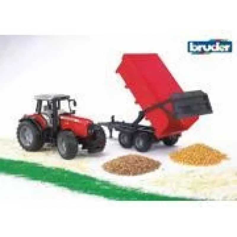 Modelo de trator BRUDER Massey Ferguson 7480 com atrelado basculante