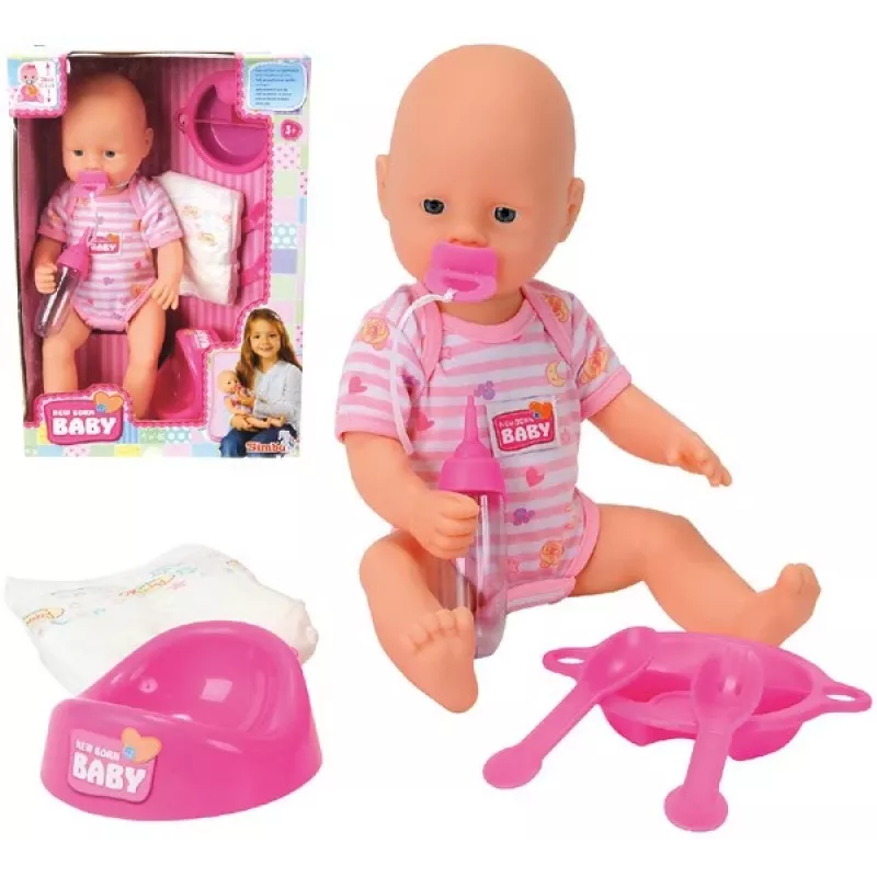 Boneca bebé SIMBA New Baby Born Bobas 105032533 – corpo de borracha, tamanho recém-nascido