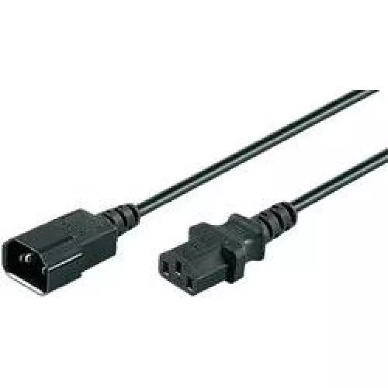 Extensão de cabo de alimentação Goobay Wentronic, 1 m, preto – ficha C14 (ligação de aparelho) > conector fêmea C13 (ligação de aparelho) (95125)