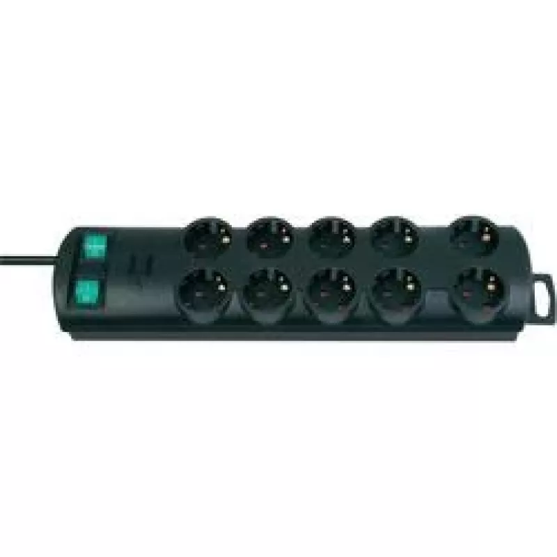 Extensão elétrica Brennenstuhl Primera-Line 10 tomadas preta 2m 1153300120, preta, H05VV-F 3G1,5 cabo de alimentação 2,0 m