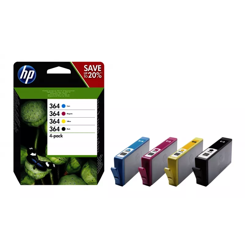 HP 364 pack de 4 cartuchos de tinta originais preto/ciano/magenta/amarelo