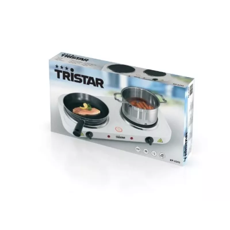 Placa de fogão dupla Tristar KP-6245, 2500W, 15,5/18,5 cm