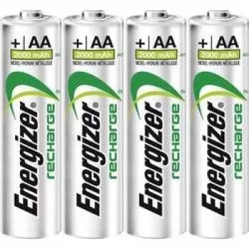 Pilhas recarregáveis NiMH Energizer ACCU Recharge Power Plus AA 2000mAh pack de 4