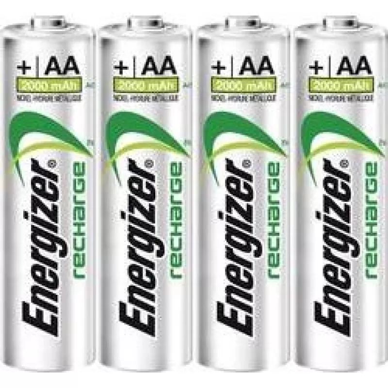 Pilhas recarregáveis NiMH Energizer ACCU Recharge Power Plus AA 2000mAh pack de 4
