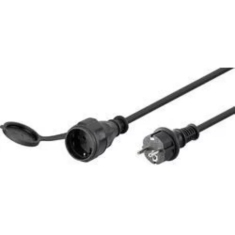 Cabo de alimentação Wentronic Goobay 5 m, preto - conector fêmea Schuko (tipo F, CEE 7/4) > tipo F (tipo F, CEE 7/4) (71472)