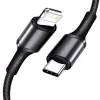 Cabo trançado de alta densidade Baseus Type-C para Lightning, PD, 20W, 1m (preto)