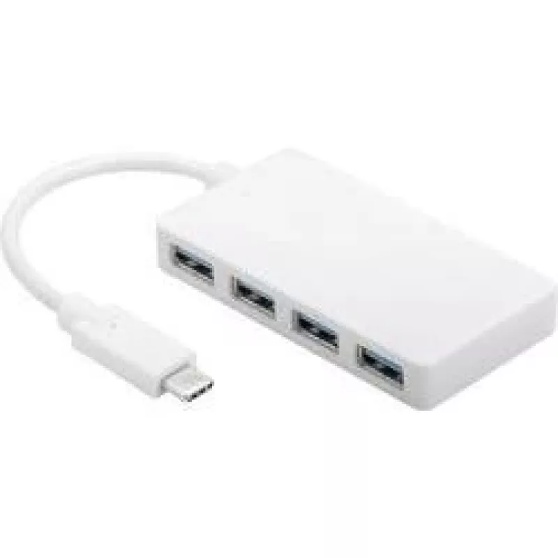 Wentronic Goobay Adaptador multiporto USB-C™ 4x, branco - ligação simultânea de 4x conector fêmea USB 3.0 A a ficha USB-C™ (66274)