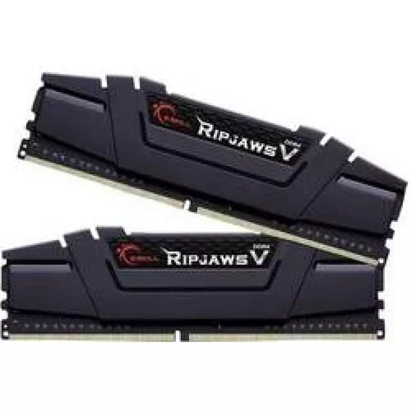 DIMM 16 GB DDR4-3200 (2x 8 GB) Dual-Kit, memória RAM preta, F4-3200C16D-16GVKB, Ripjaws V, INTEL XMP
