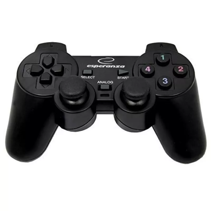 Comando de jogos ESPERANZA EG102 com fios USB 2.0, suporte para PC/PlayStation 3, D-pad, vibração, preto