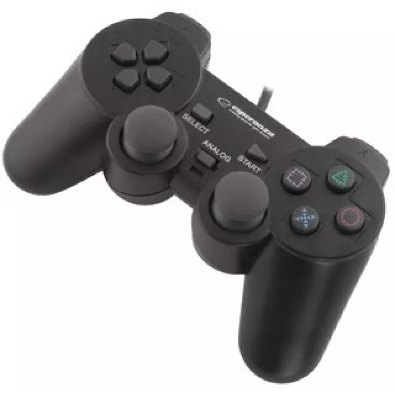 Comando de jogos ESPERANZA EG102 com fios USB 2.0, suporte para PC/PlayStation 3, D-pad, vibração, preto
