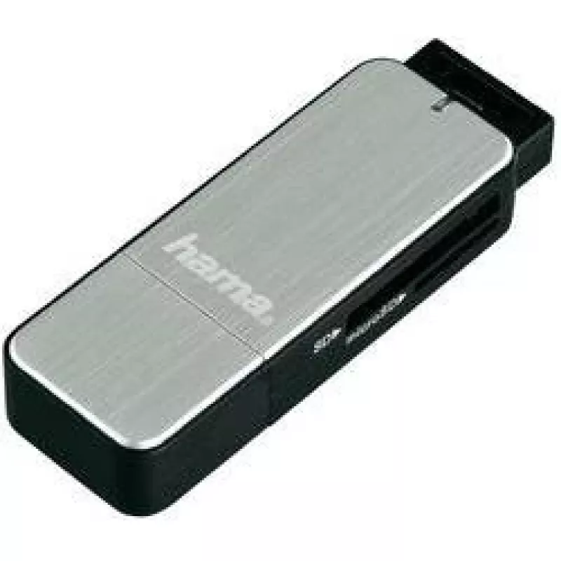 Hama 123900 leitor de cartões USB 3.0 SD/microSD, alumínio, preto/prateado