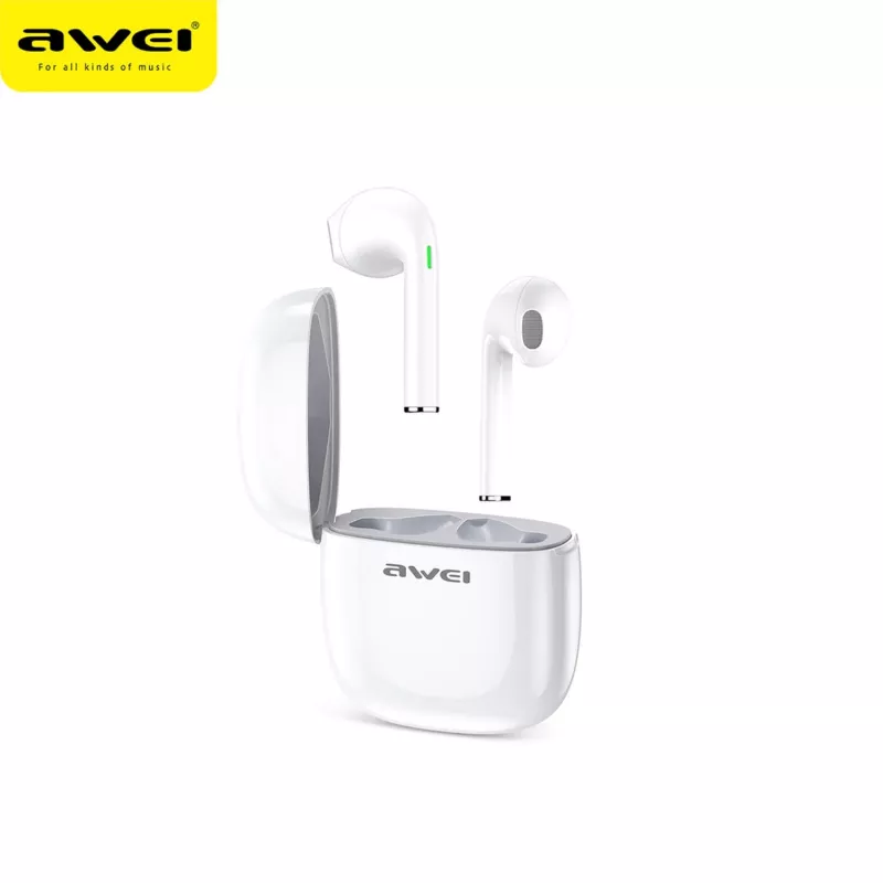 Auscultadores Awei T28 TWS com base de carregamento branco