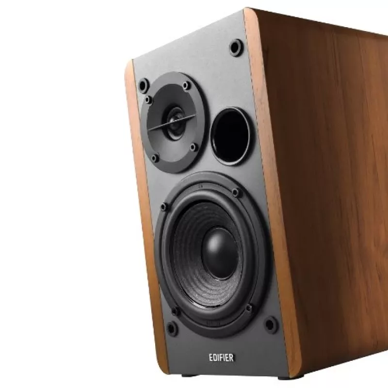 Sistema de altifalantes ativos de estante Edifier R1280T com controlo remoto e entradas RCA duplas - Brown Wood