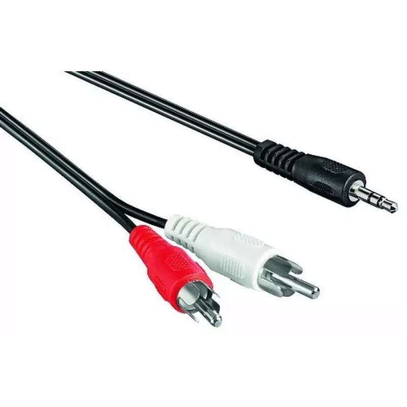 Cabo de áudio 3,5 mm > RCA estéreo (preto, 1,5 metros)
