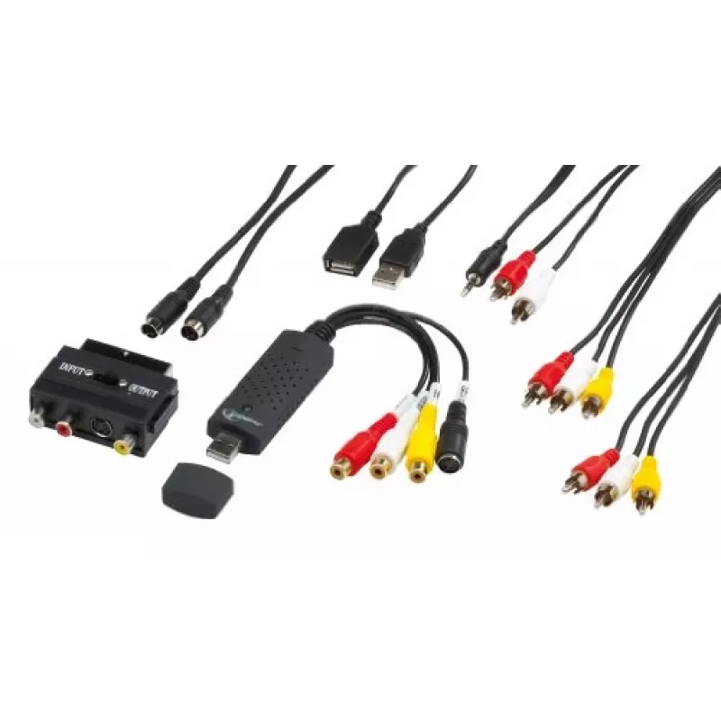 Gembird UVG-002 capturador de áudio/vídeo (vídeo compósito/RCA estéreo/SCART-S-Video, USB 3.0)