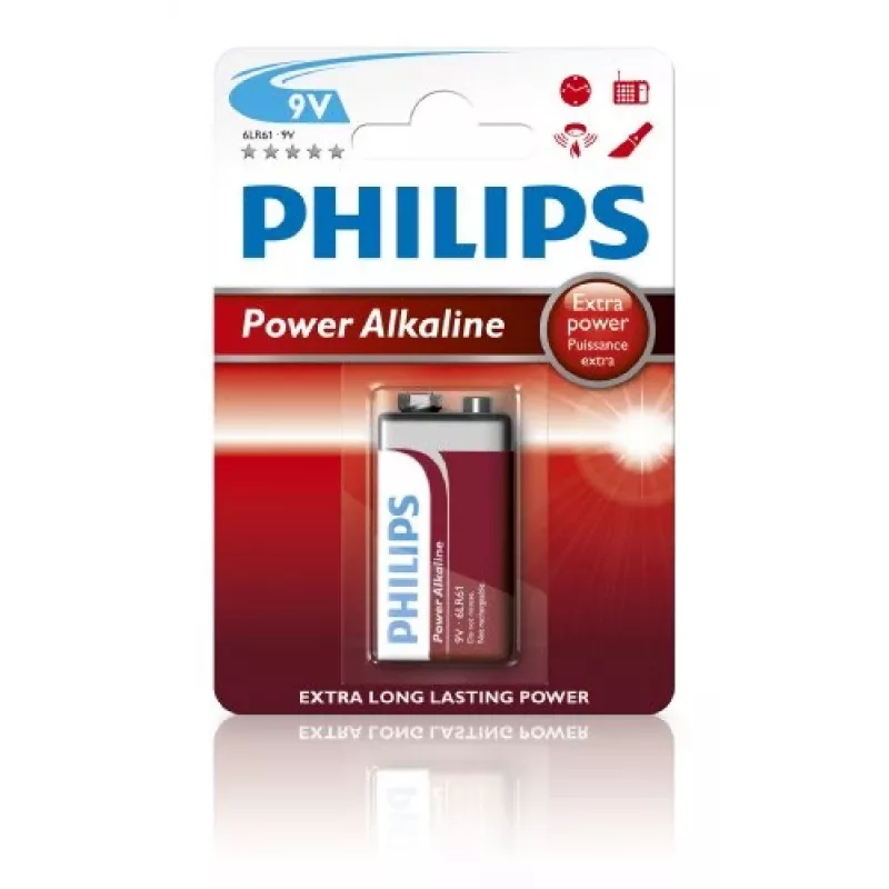 Pilha descartável Philips Power Alkaline Battery 6LR61P1B/10