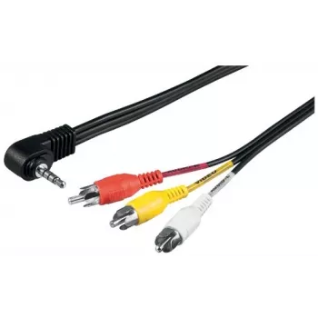Cabo adaptador Wentronic Goobay jack 3,5 mm/RCA, 1,5 m – ficha jack 3,5 mm (4 polos, estéreo) 90° > 3x ficha RCA (50209)