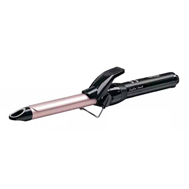 Ferro de encaracolar BABYLISS Pro 180 19mm – cilindro 19 mm, 150–180 °C, 10 níveis de aquecimento, cabo com articulação rotativa, rosa/preto