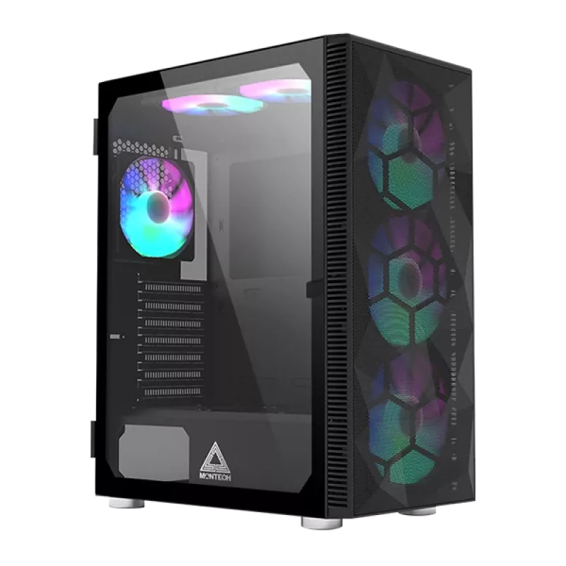 Caixa Midi-Tower MONTECH X3 X3MESH-BK preta Mesh para PC