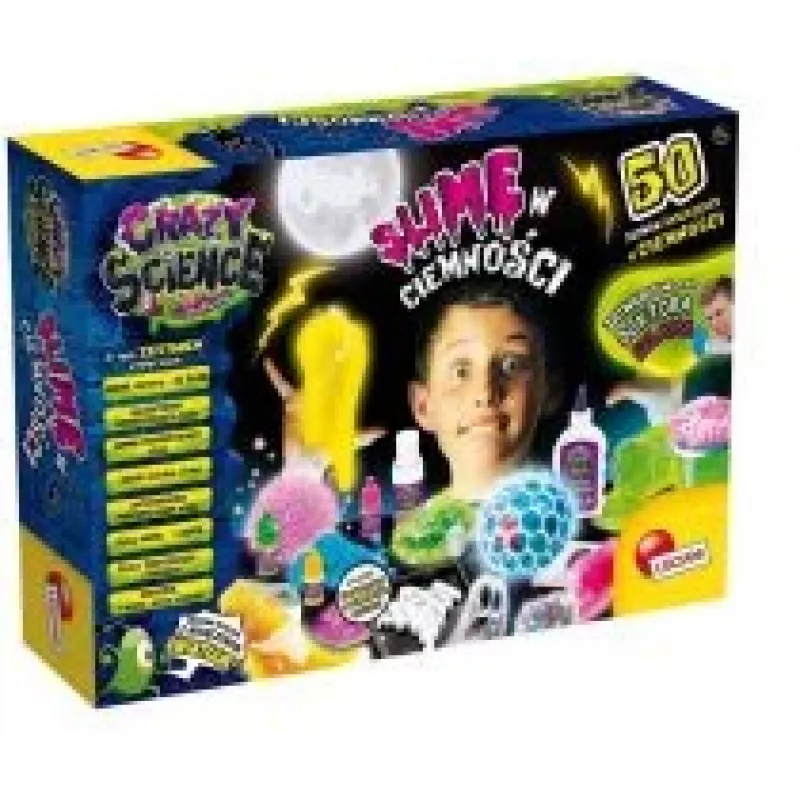 Kit de construção científica Liscianigiochi Crazy Science Slime no escuro 304-PL89239 — conjunto de experiências com slime que brilha no escuro