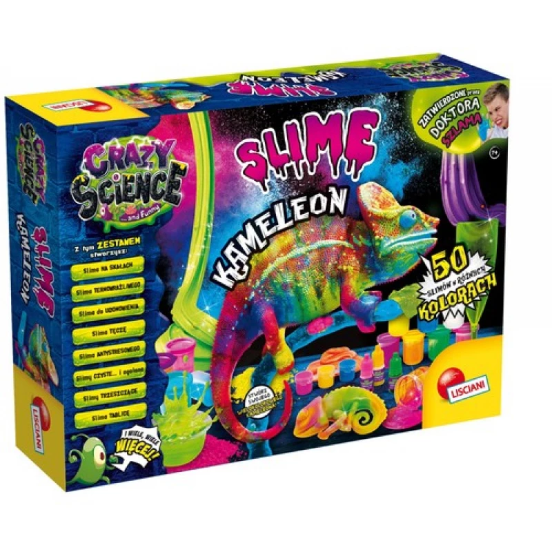 Kit de ciência Liscianigiochi Crazy Science Slime Camaleão 304-PL89246 – conjunto educativo de experiências com slime