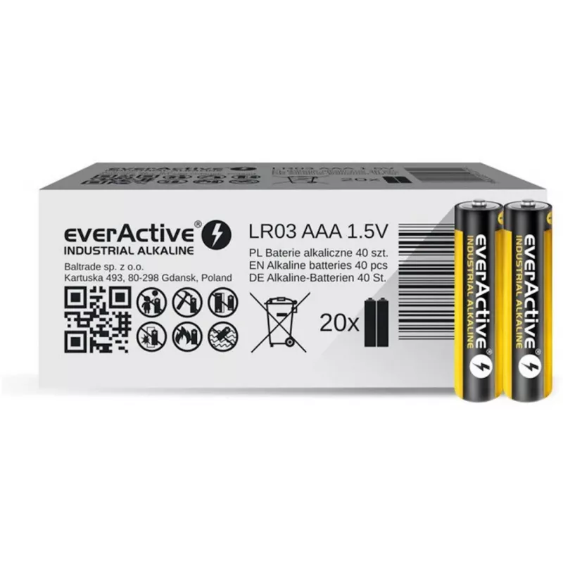 Pilha alcalina descartável everActive EVLR03S2IK AAA 1,5 V, 40 unid., 5 anos de validade