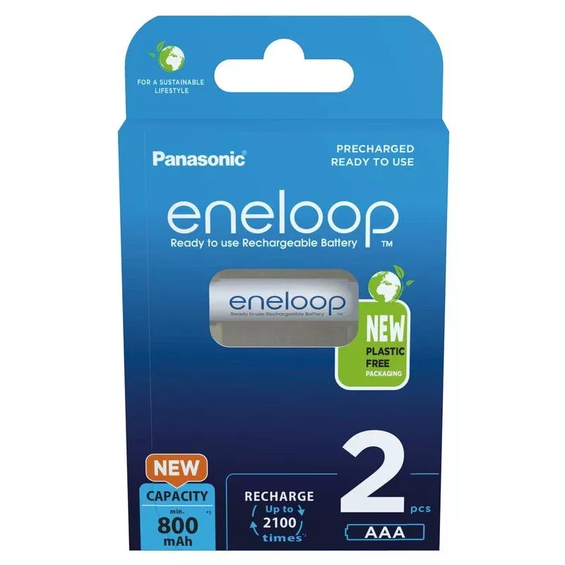 Pilhas recarregáveis PANASONIC ENELOOP AAA 800 mAh 2 unid. (BK-4MCDE/2CP)
