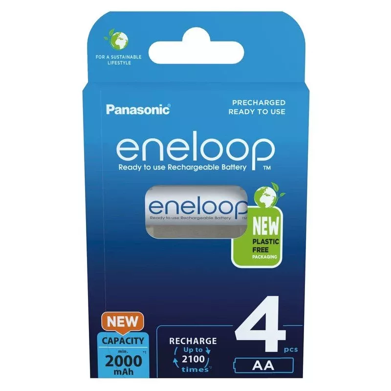 Pilhas recarregáveis PANASONIC ENELOOP AA 2000 mAh 4 unid. (BK-3MCDE/4CP)