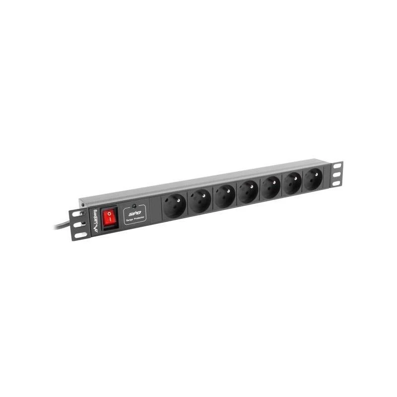 LANBERG PDU-07E-0200-IEC-BK PDU 1U 10A 7 tomadas francesas 2m preto