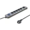 Proteção contra sobretensões Qoltec 50166 cinzento 6 tomadas AC 230V 3m