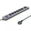 Proteção contra sobretensões Qoltec 50167 cinzento 8 tomadas AC 230V 1,8m