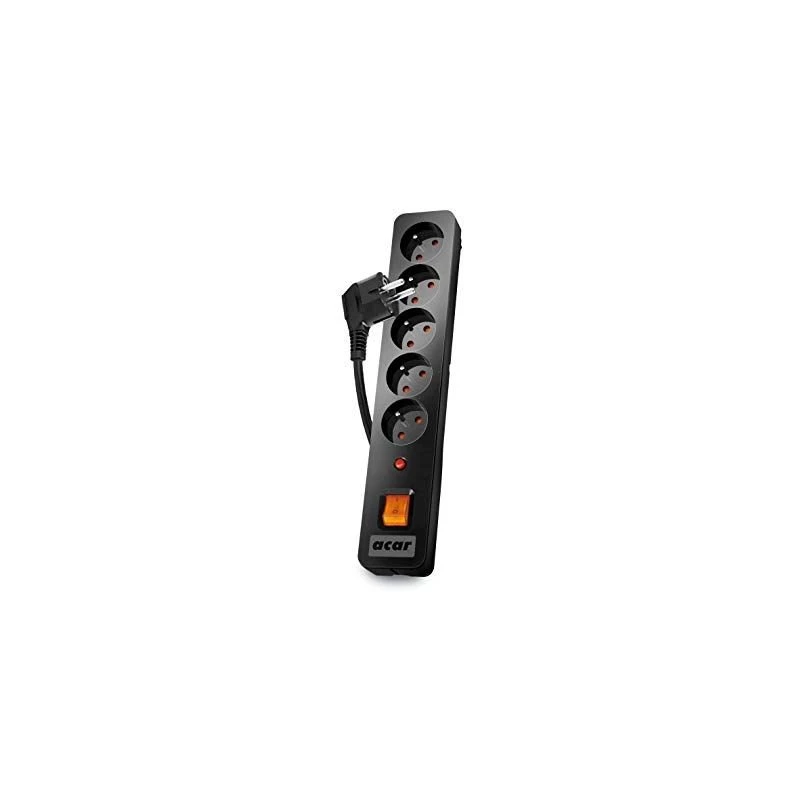 Régua de tomadas Acar X5/1,5 5 tomadas com proteção contra sobretensões 1,5 m Acar X5-Black