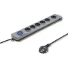 Proteção contra sobretensões Qoltec 50165 cinzento 6 tomadas AC 230 V 1,8 m