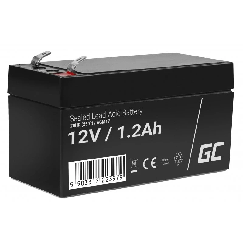 Green Cell AGM17 bateria para UPS, AGM de chumbo-ácido selada (VRLA), 12 V 1,2 Ah, 0,5 kg, preta