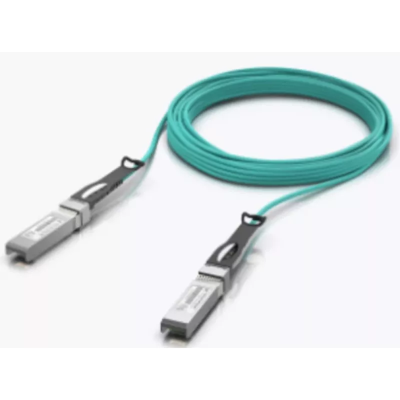 Cabo de fibra ótica/AOC UBIQUITI UACC-AOC-SFP10-5M SFP+ para SFP+, 10 Gbit/s, 5 m, 850 nm, revestimento PVC, azul-turquesa