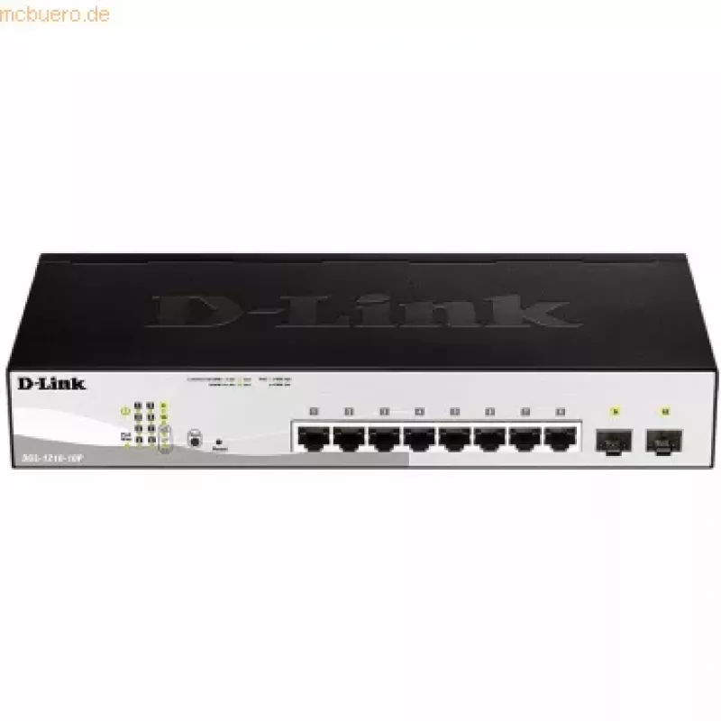 D-Link DGS-1210-10P Managed L2 Gigabit Ethernet (10/100/1000) Power over Ethernet (PoE) 1U preto