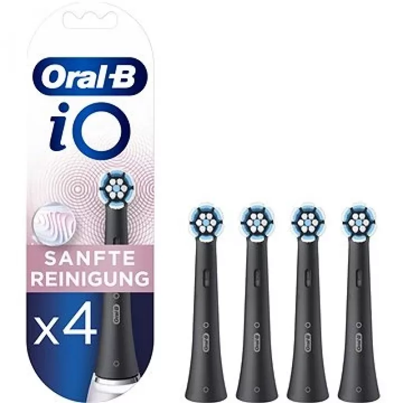 Escovas de encaixe Oral-B iO Gentle Care — pack de 4, escovas de substituição pretas