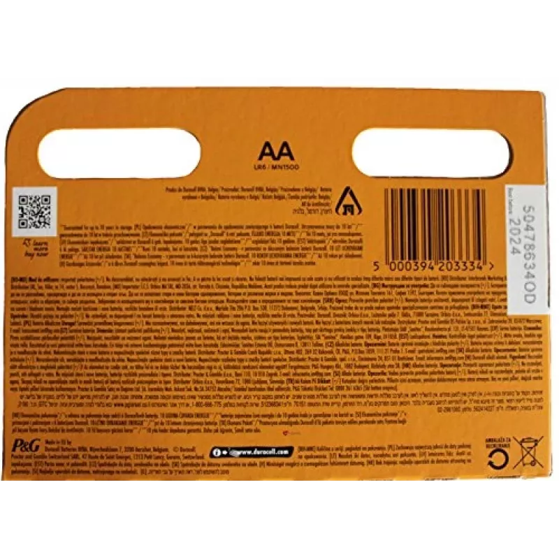 Pilha doméstica Duracell descartável AA alcalina