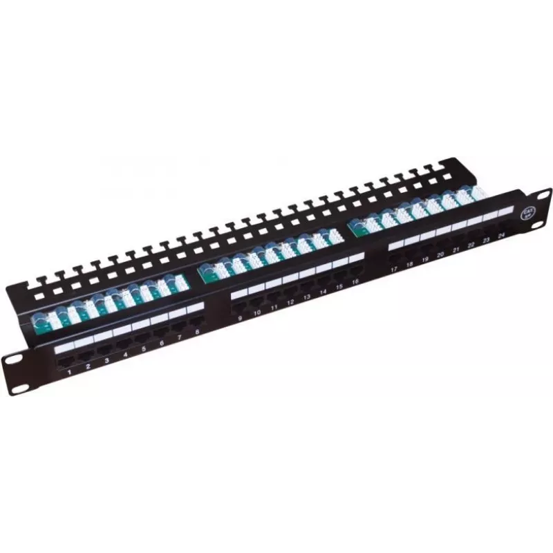 Alantec PK013 patch panel 19" 1U, 24x RJ-45, Cat5e UTP, LSA, com prateleira, preto