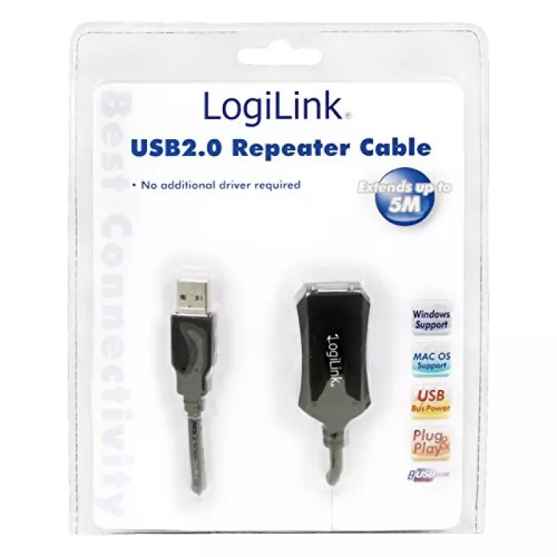 Cabo repetidor USB 2.0 LogiLink - 5,0 m cabo USB 5 m USB A