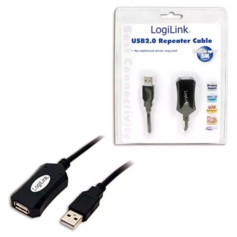 Cabo repetidor USB 2.0 LogiLink - 5,0 m cabo USB 5 m USB A