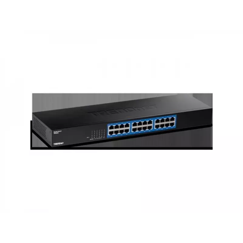 TRENDnet switch Gigabit de 24 portas, TEG-S25, 24 portas Gigabit RJ-45, capacidade de comutação de 48 Gbit/s, design sem ventoinha, caixa metálica, fonte de alimentação interna
